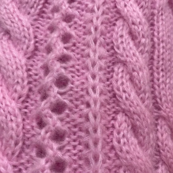 The Kooples Womens Cable Knit V-Neck Cardigan in Pink Fr Sz 2 US 6 NWT MSRP $345 - Picture 3 of 7